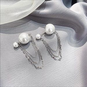 Double Sided Earrings With Hanging Chains